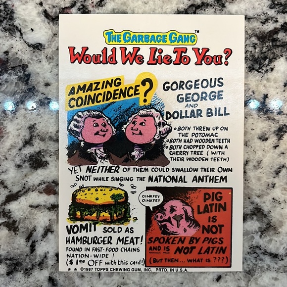 Ultra Rare 1987 Topps Garbage Pail Kids Nick Yick sticker card with ERROR. ๐ฒ - Picture 2 of 6